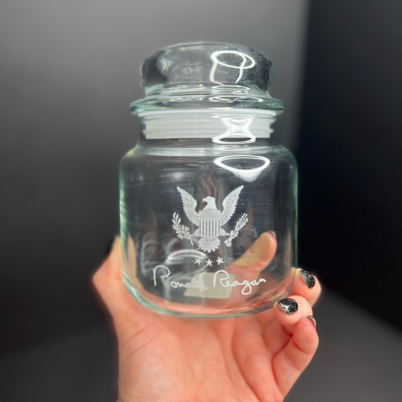 Accents President Ronald Reagan Jelly Bean Jar With Eagle Facsimile